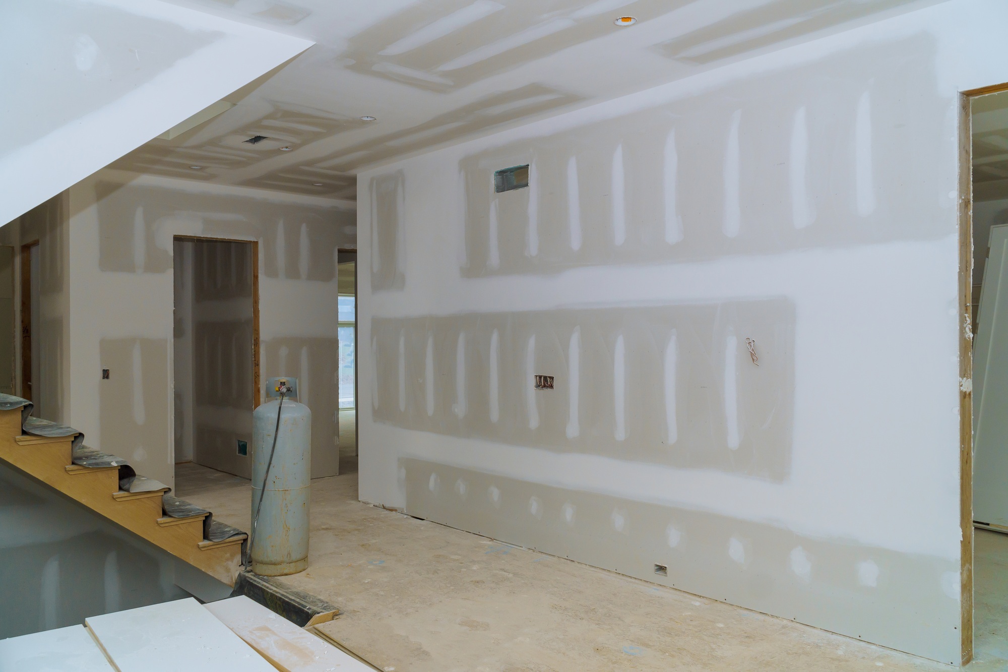 Construction building industry new home construction interior drywall tape and finish details new